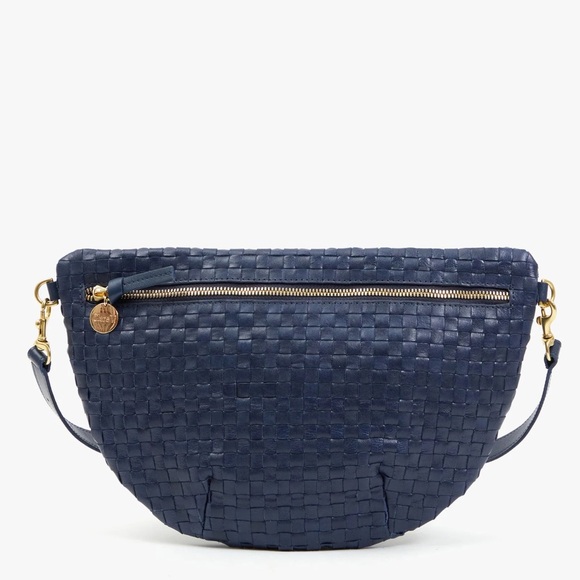 Clare V Grande Fanny Bleu Marine Woven Checker NWT - Picture 1 of 4